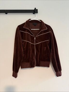 Velvet Zip-Up Track Jacket in Deep Brown Nili Lotan